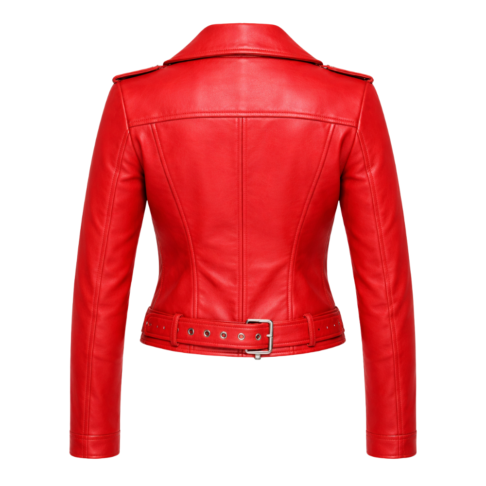 red leather biker jacket womens