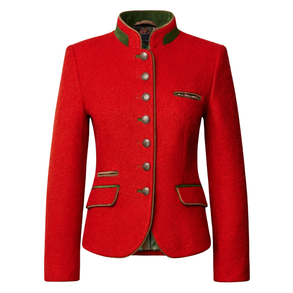 women wool red bavarian coat