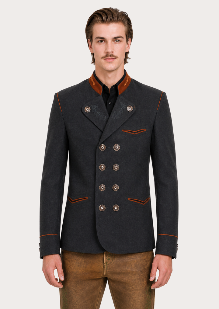Royal Bavarian double-breasted Trachten jacket for men with classic Alpine style