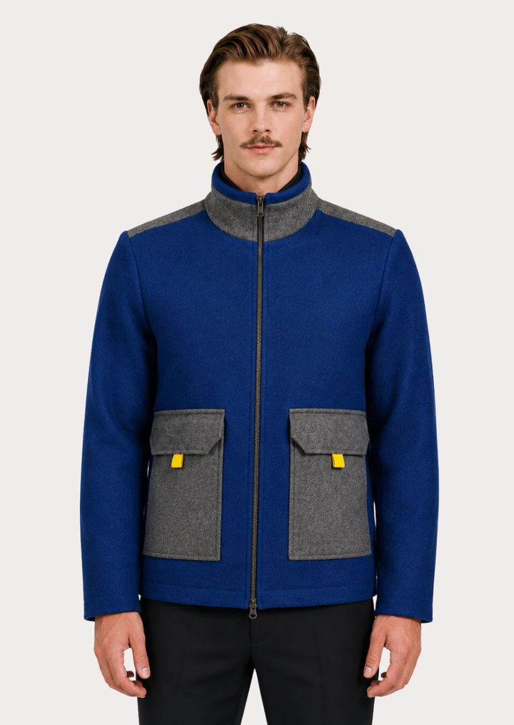 Men's royal blue Loden jacket combining classic Alpine fashion with practical functionality