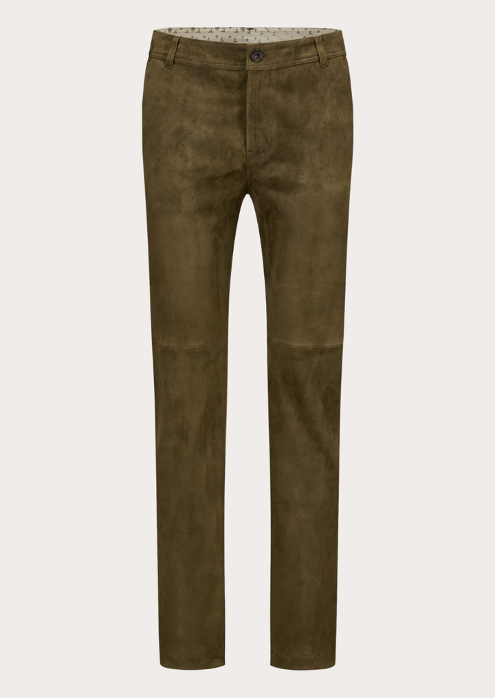Rustic brown suede leather pants for men inspired by classic Western fashion