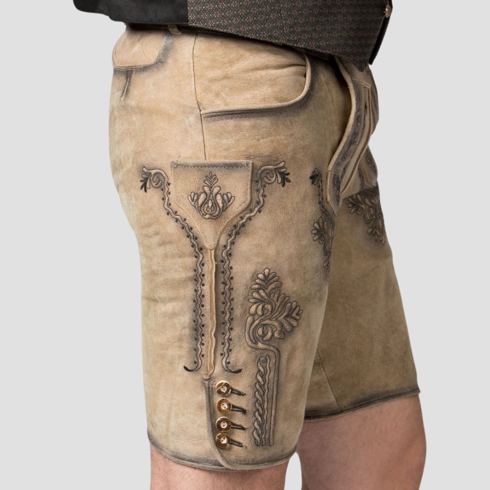 Add sophistication to your special occasion with these stylish suede Lederhosen, perfect for weddings, Oktoberfest, and cultural celebrations.