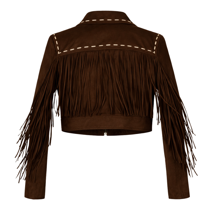 Short suede western jacket for women with cropped fit and western design