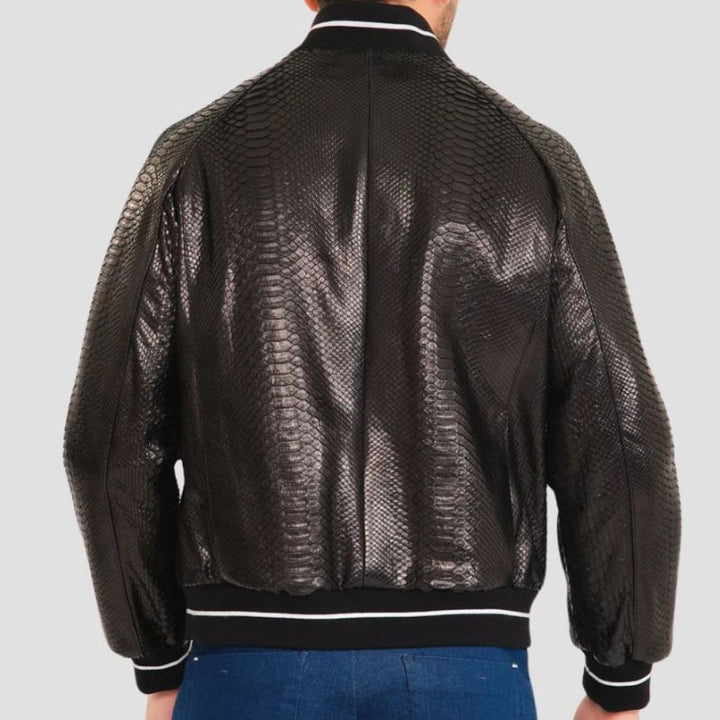 bold black python jacket for men 