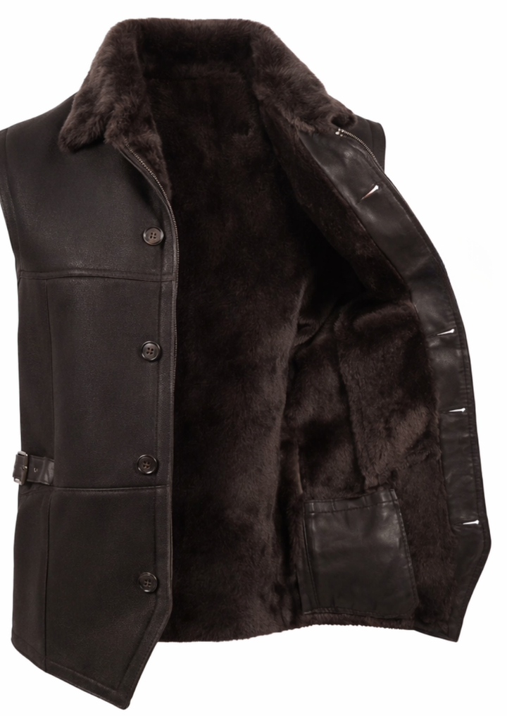 Stylish lambskin shearling vest for comfortable cold weather wear