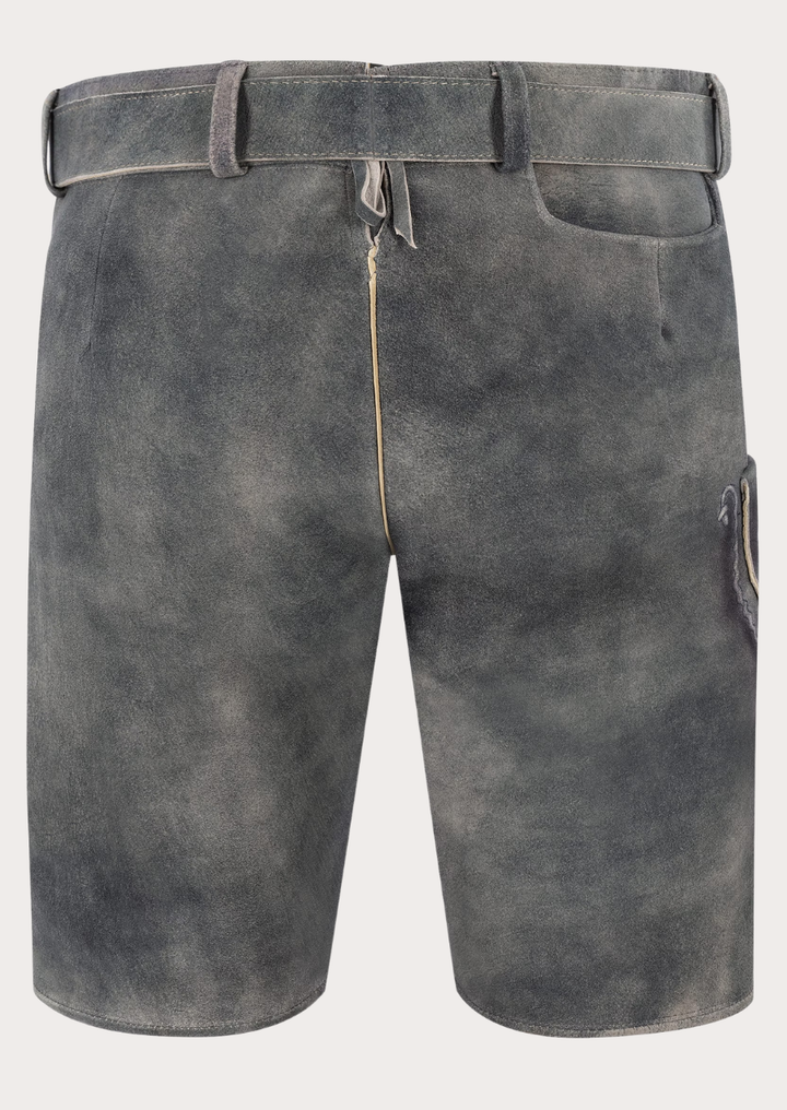 Staffelsee Lederhosen for men featuring intricate blue Bavarian embroidered details