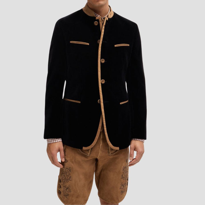 Black Velvet Oktoberfest Trachten Jacket for Men