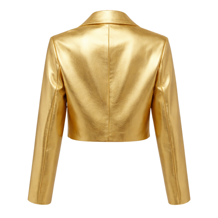 Stylish gold metallic leather jacket for women modern looks