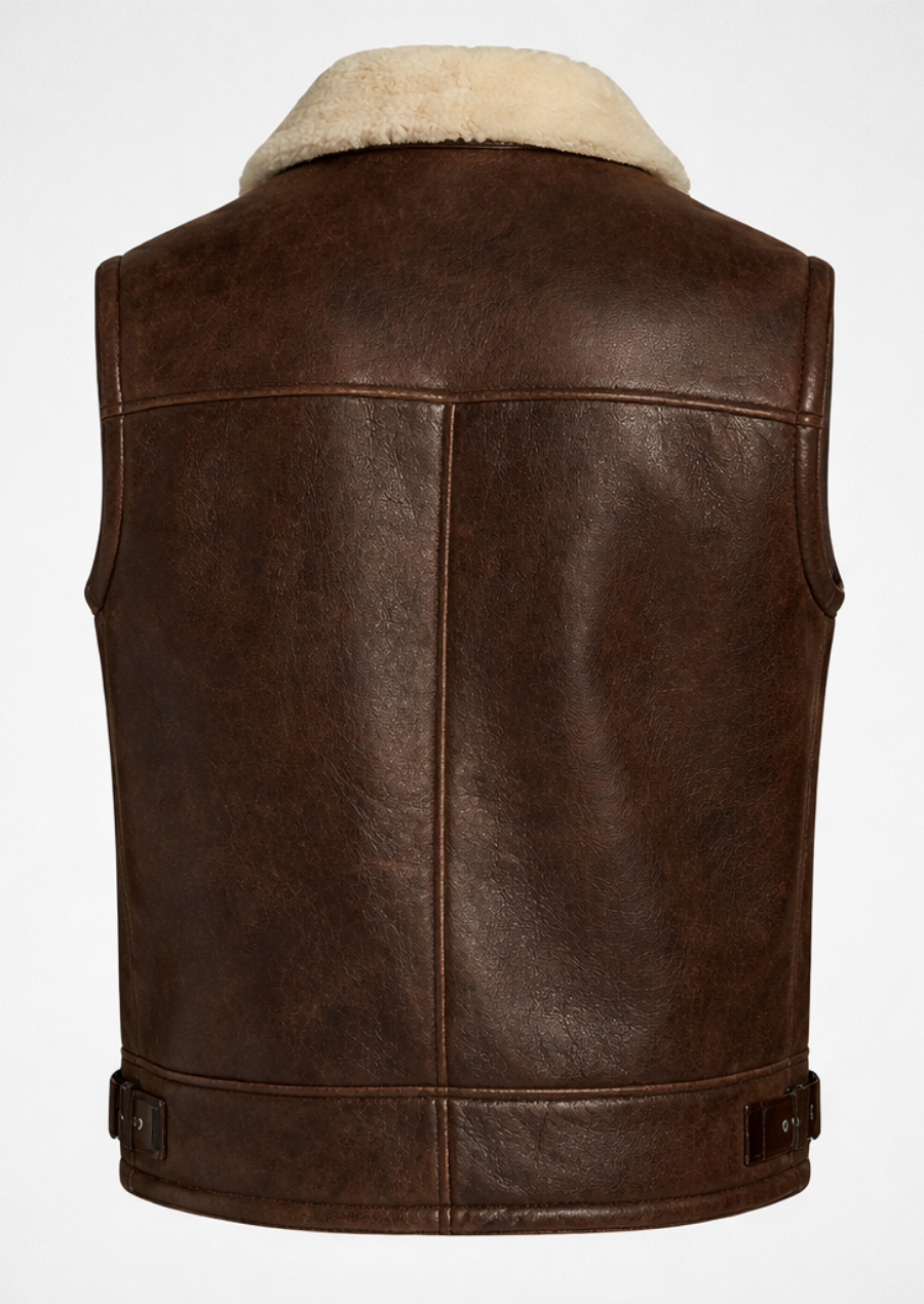 Premium leather vest with soft fur lining for cold weather wear