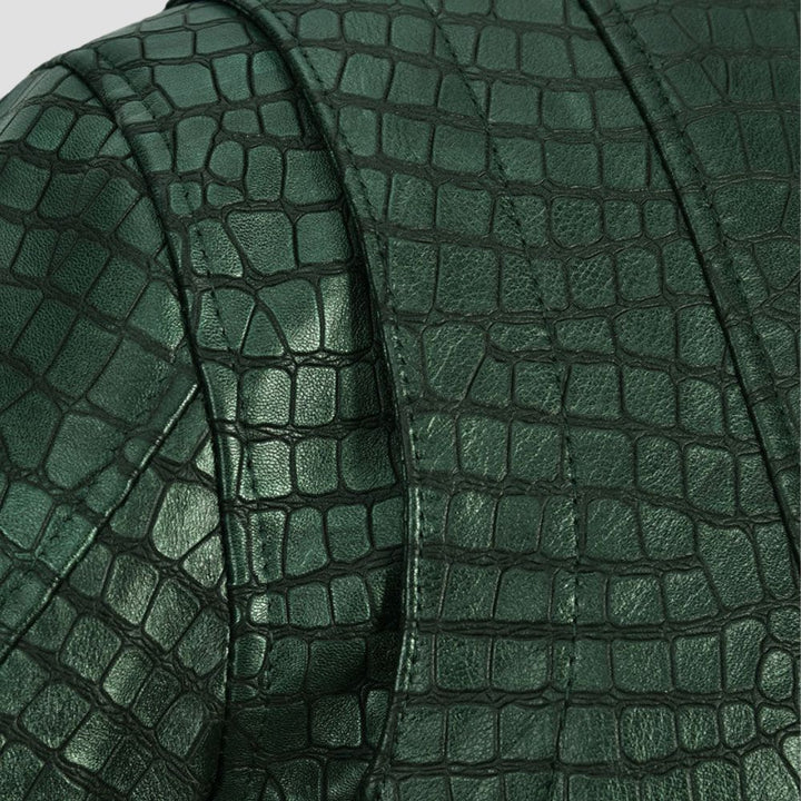 This crocodile leather jacket offers a unique and sophisticated touch, designed for men who want to stand out.