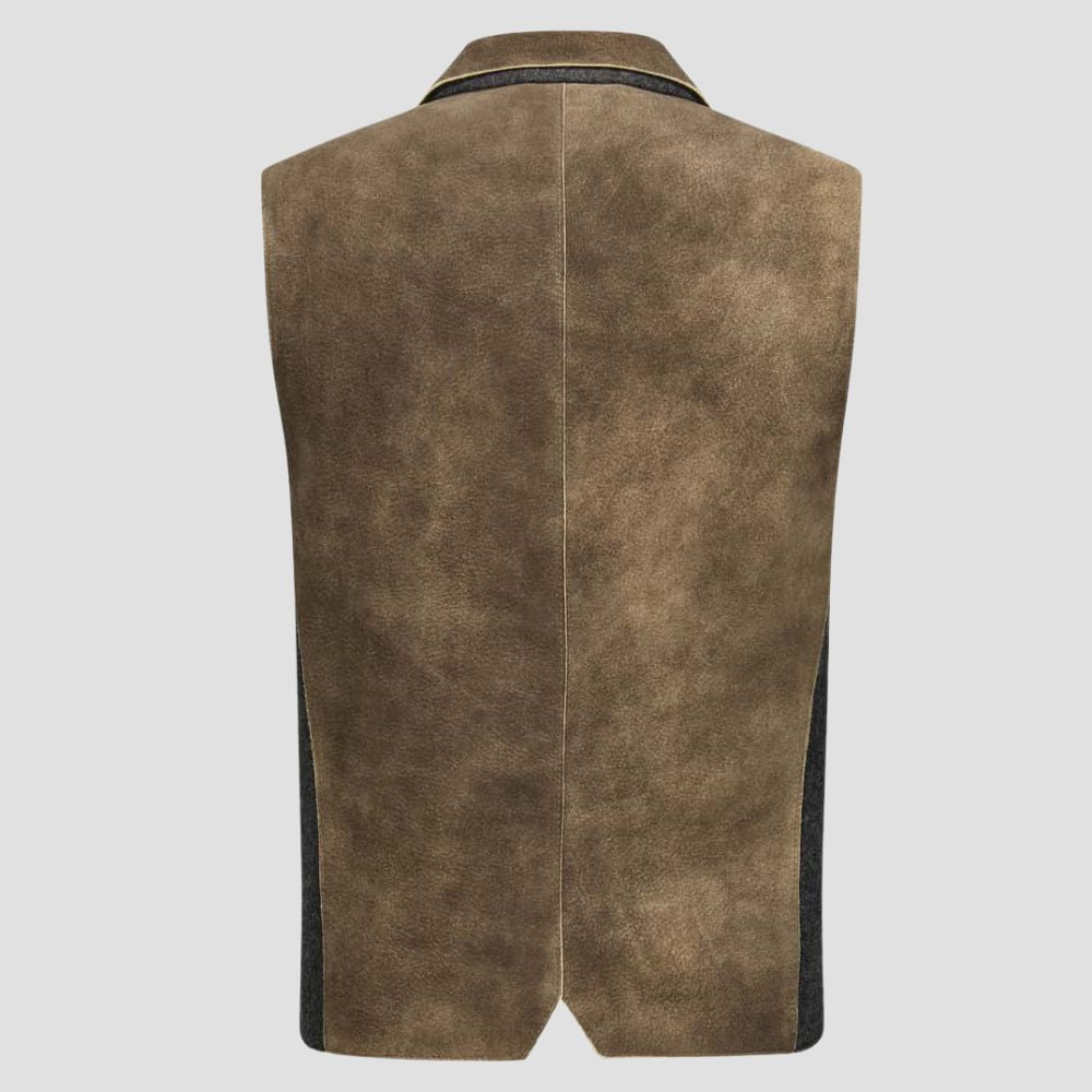 Add a touch of authenticity to your Oktoberfest outfit with this men’s leather vest, perfect for showcasing German culture and heritage.