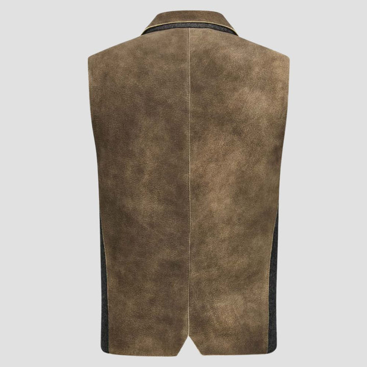 Add a touch of authenticity to your Oktoberfest outfit with this men’s leather vest, perfect for showcasing German culture and heritage.