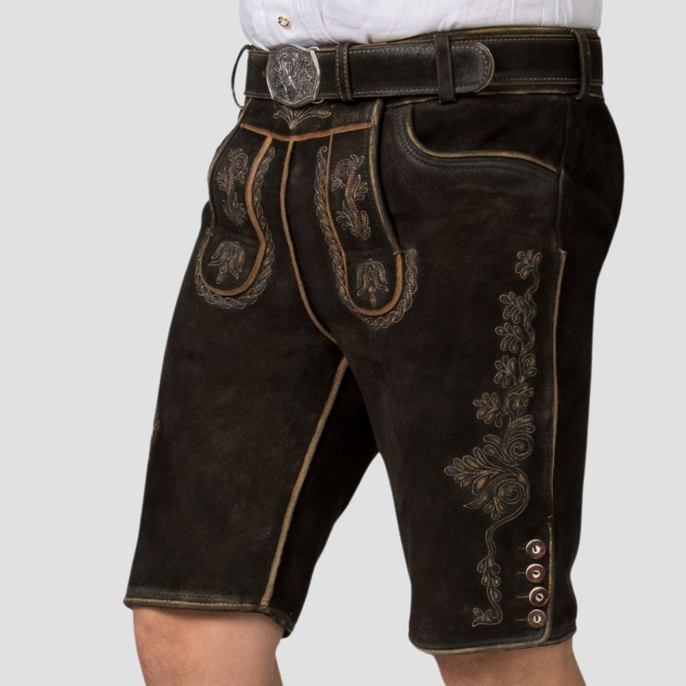 Step into Oktoberfest with these classic Lederhosen, offering embroidered details that elevate your festival look.