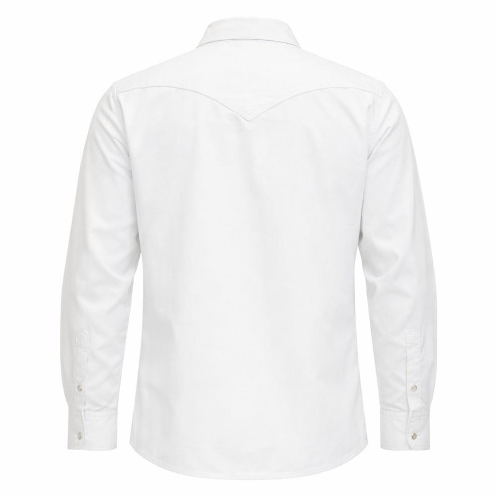 Fashionable men white leather trucker shirt classic casual look