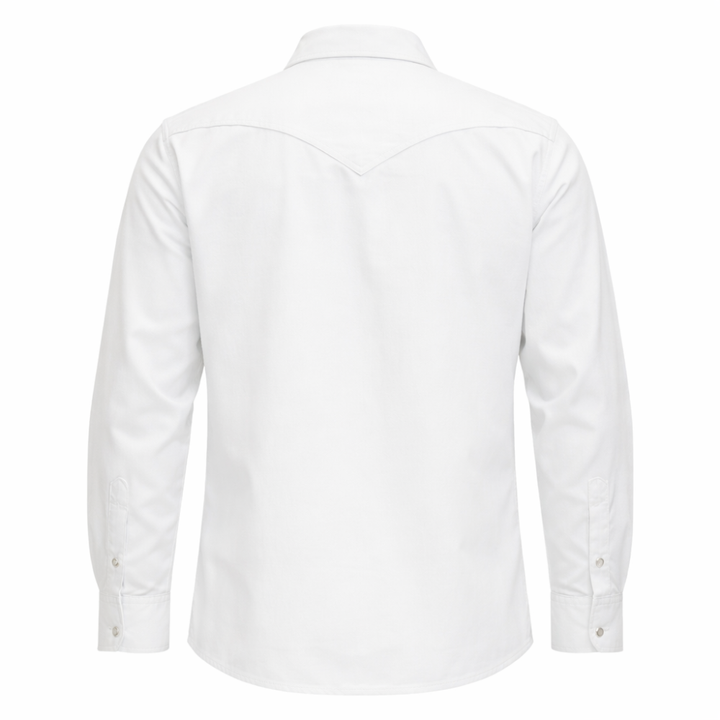 Fashionable men white leather trucker shirt classic casual look