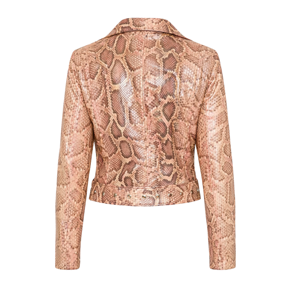 Premium snakeskin leather jacket for women trendy wear