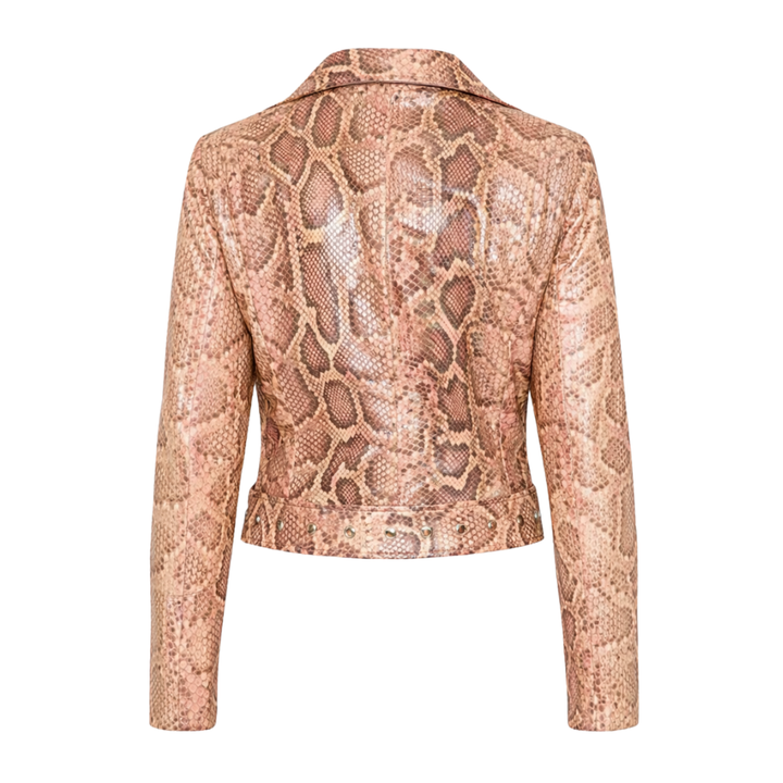 Premium snakeskin leather jacket for women trendy wear