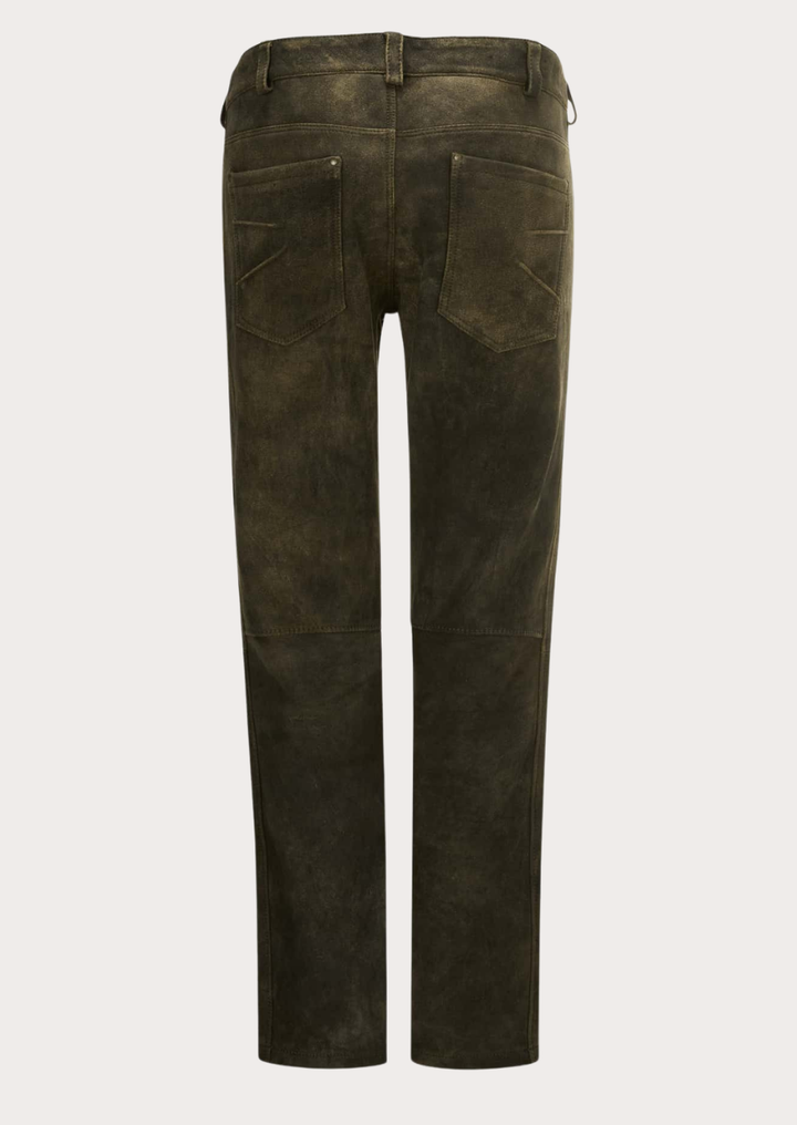 Premium suede biker leather trousers for men with rugged motorcycle-inspired styling