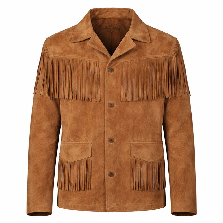Women's suede fringe tassel jacket with western styling