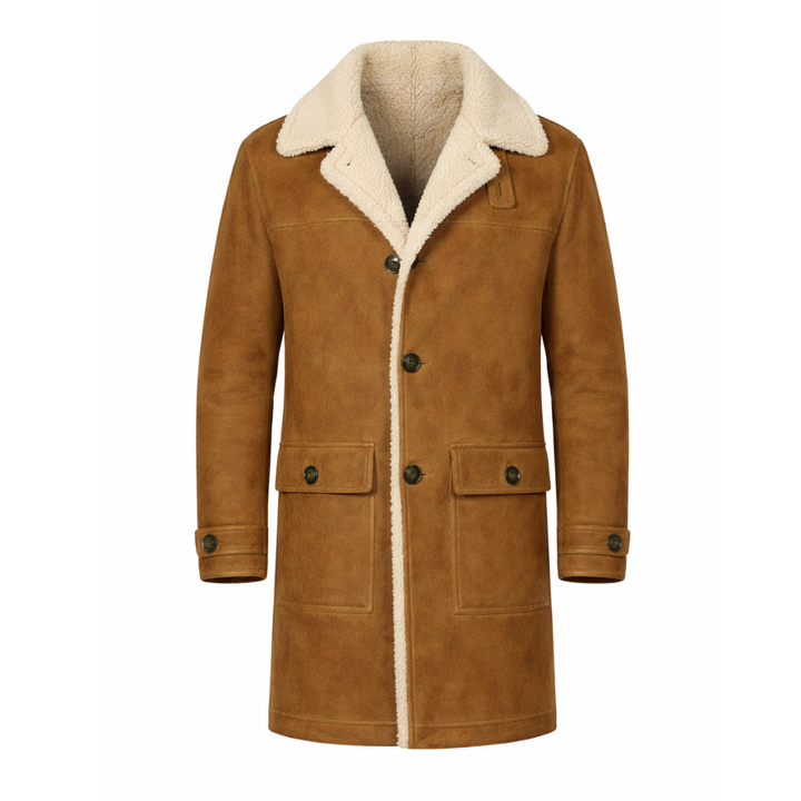 Suede leather jacket with sherpa fur lining for men winter looks