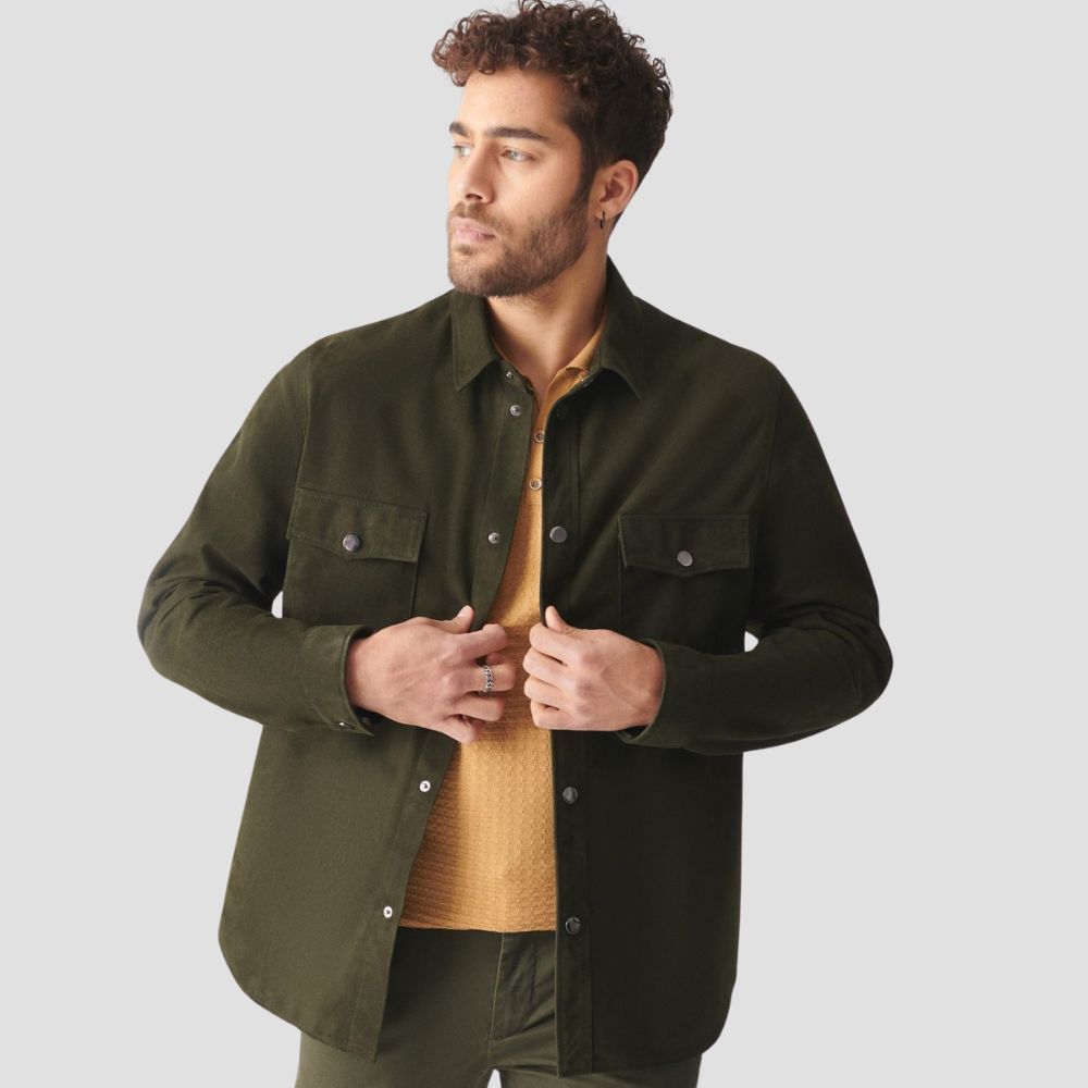 Crafted from premium suede, this leather shirt brings out the rugged edge of your street style, making it a must-have for the fashion-forward man.