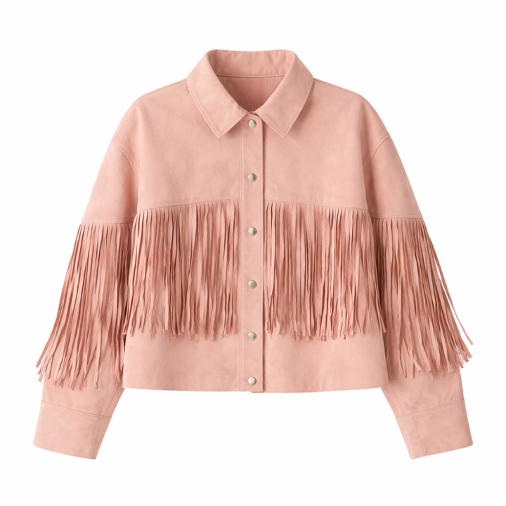 Pink suede western jacket with classic western styling