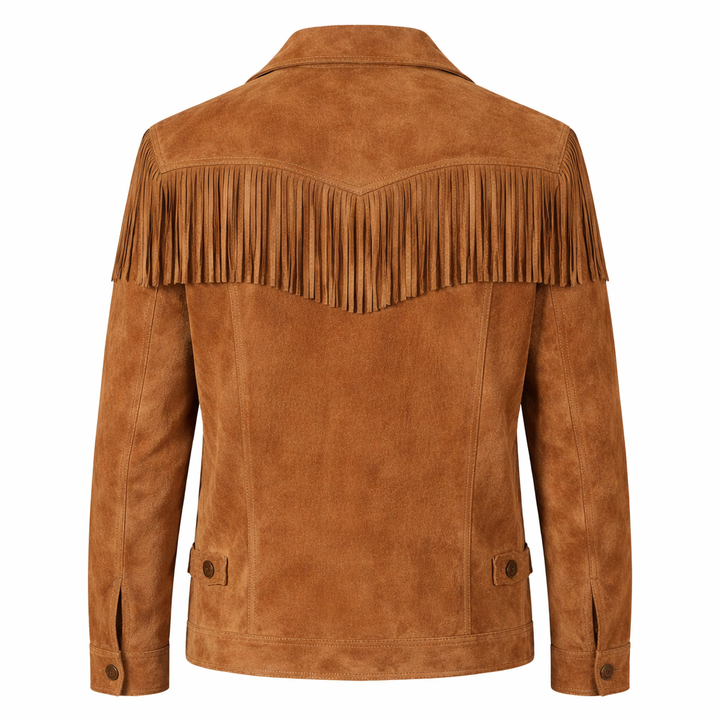 Suede jacket with fringes and tassels in western design
