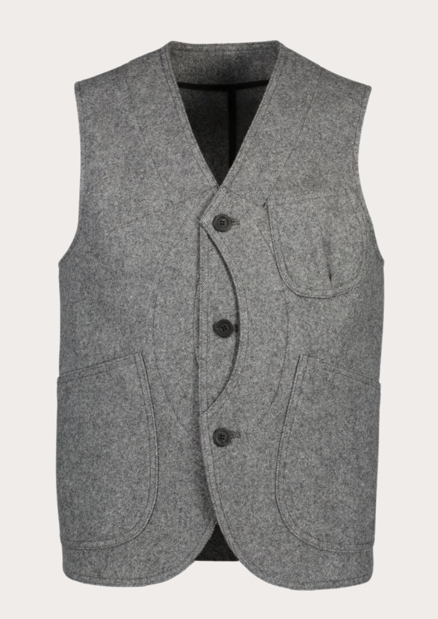 Men's grey Loden waistcoat ideal for Oktoberfest, country wear, and cultural events