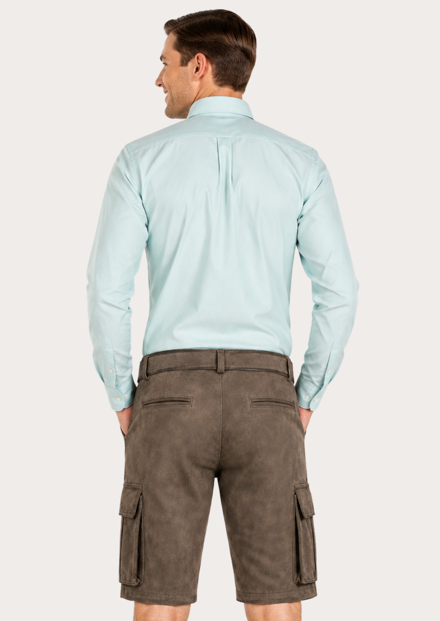 Classic Bavarian leather shorts for men designed for Oktoberfest and cultural wear