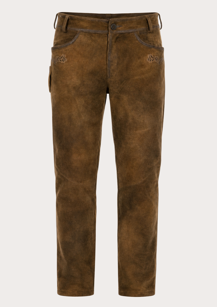 Staffelsee traditional Bavarian suede leather pants for men with authentic Trachten styling