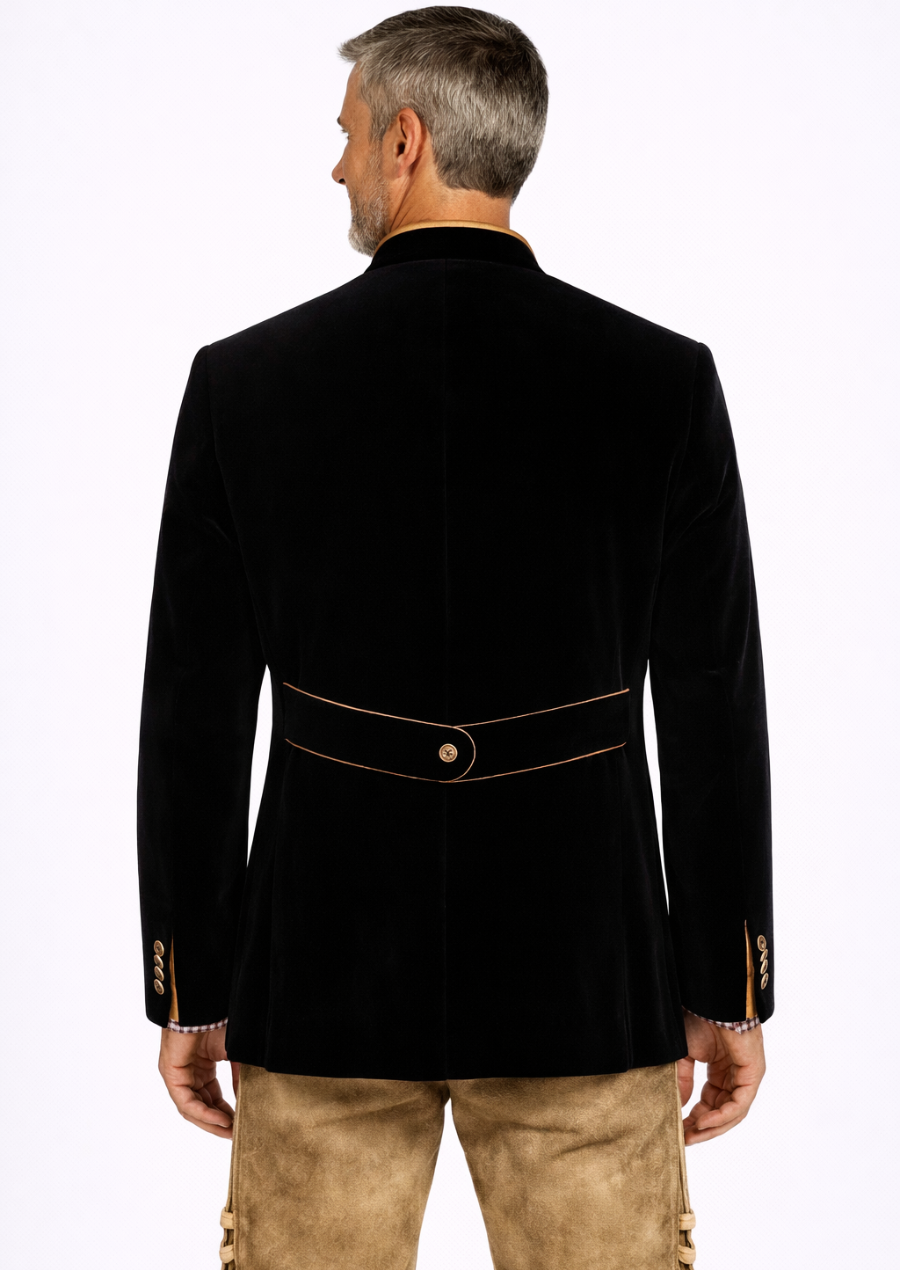 Premium black Bavarian trachten jacket for men Oktoberfest wear