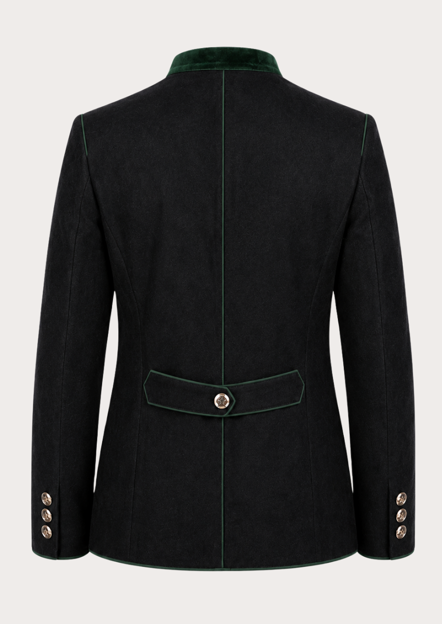 Traditional black wool Trachten jacket for men with elegant heritage design