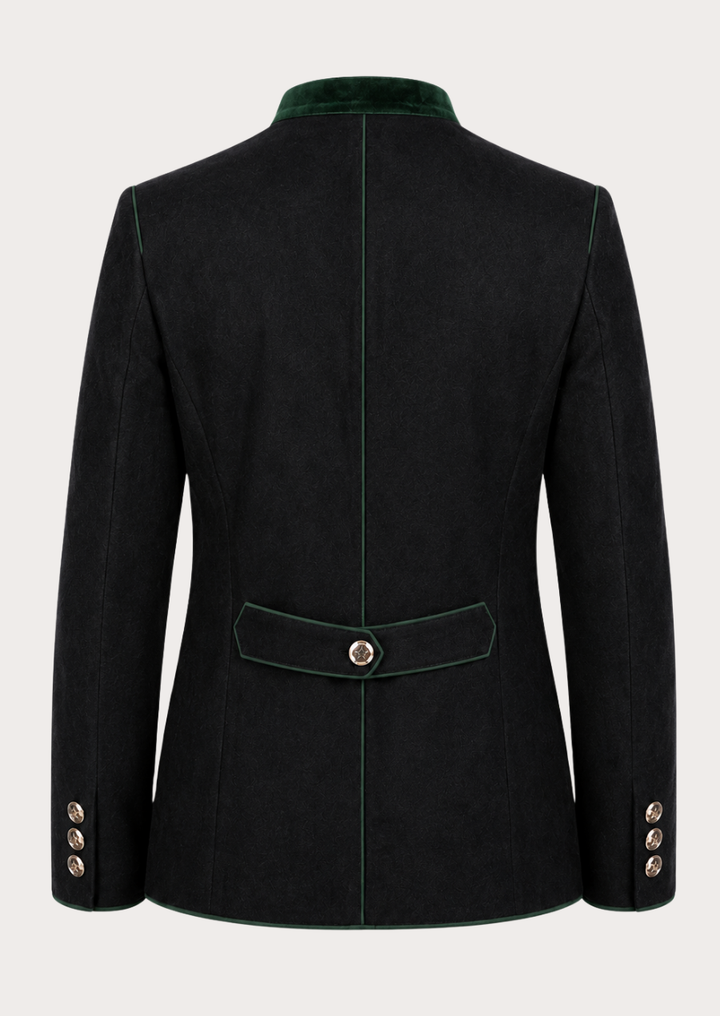 Traditional black wool Trachten jacket for men with elegant heritage design