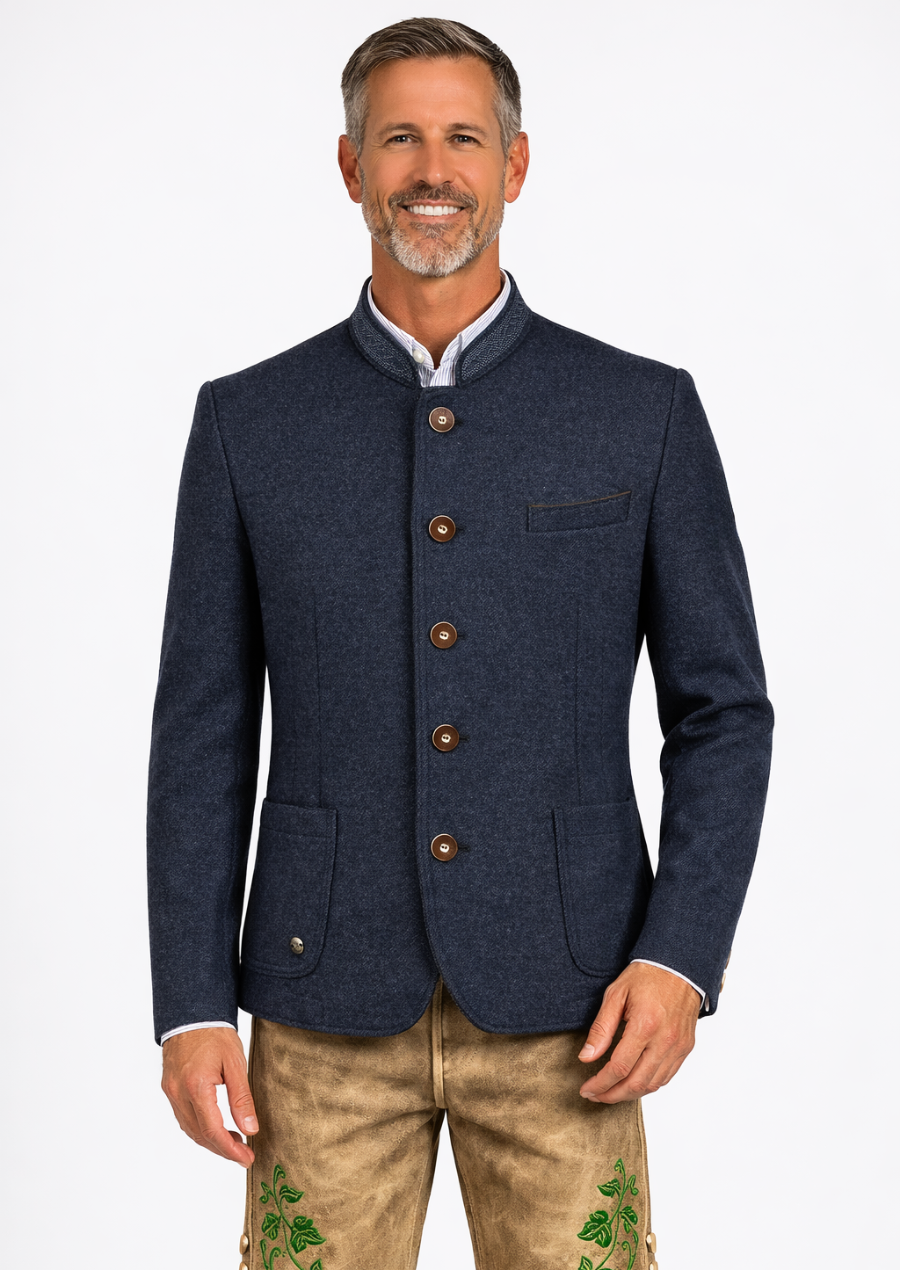 Traditional European trachten jacket with classic Bavarian style