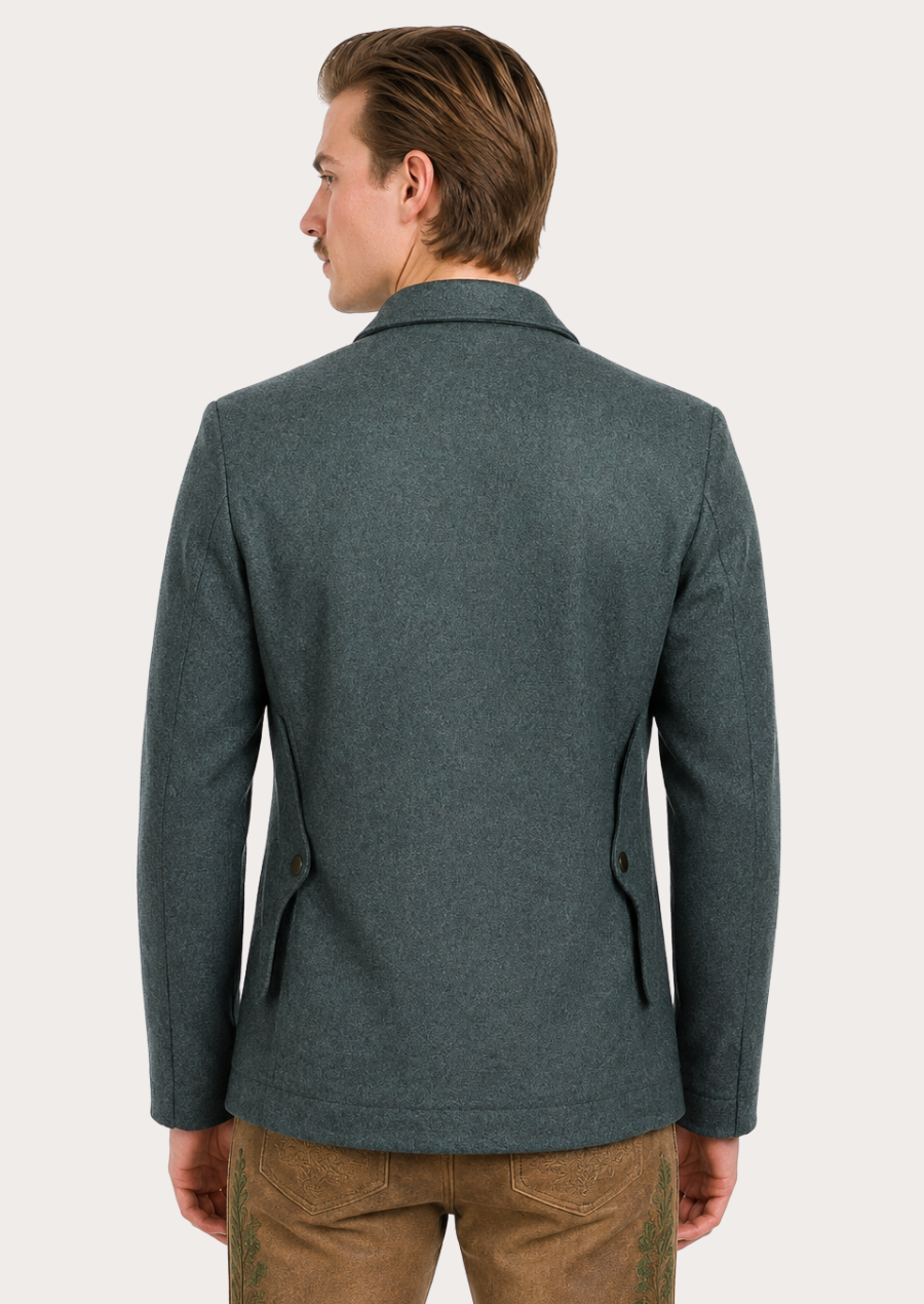 Traditional forest green Loden field jacket for men with classic Alpine styling
