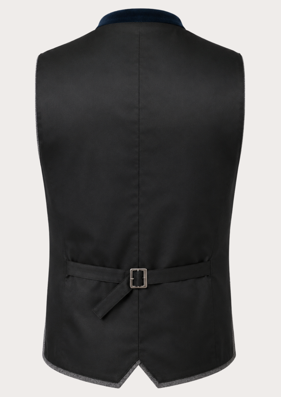Classic gray wool Oktoberfest vest with refined Alpine-inspired craftsmanship