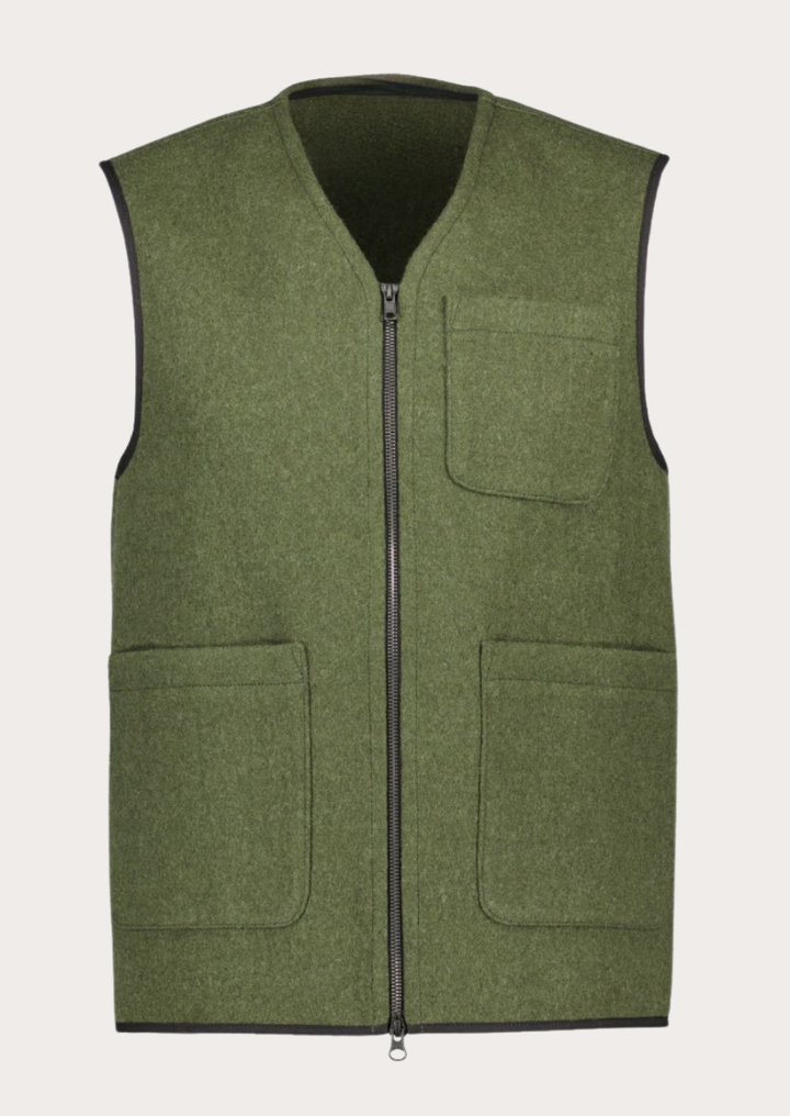 Premium green Loden vest designed for hunting, outdoor activities, and country wear