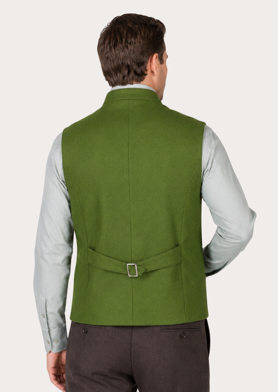 Traditional green Tyrolean vest featuring timeless Alpine craftsmanship and style