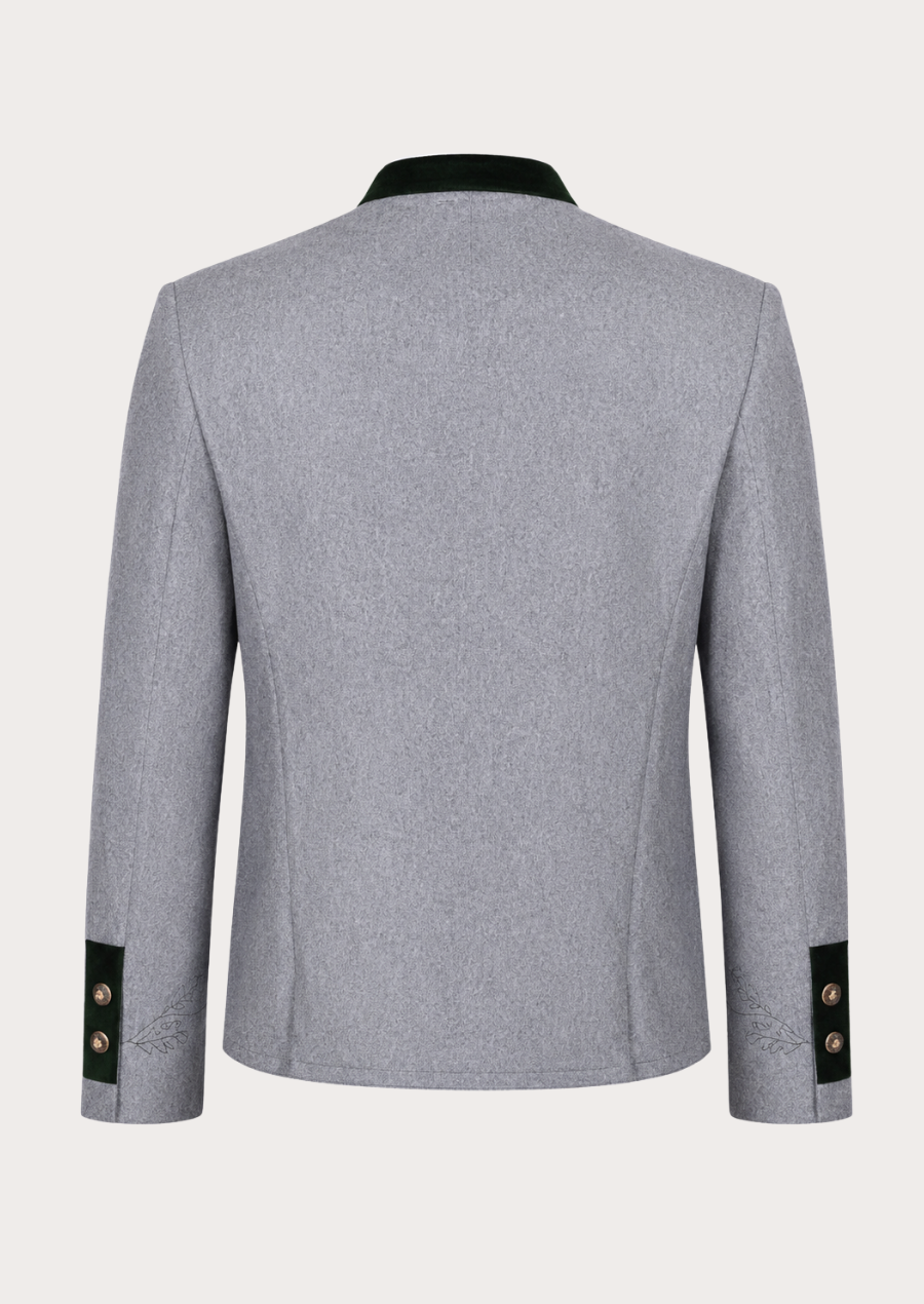 Premium grey Miesbacher jacket for Oktoberfest and German cultural events