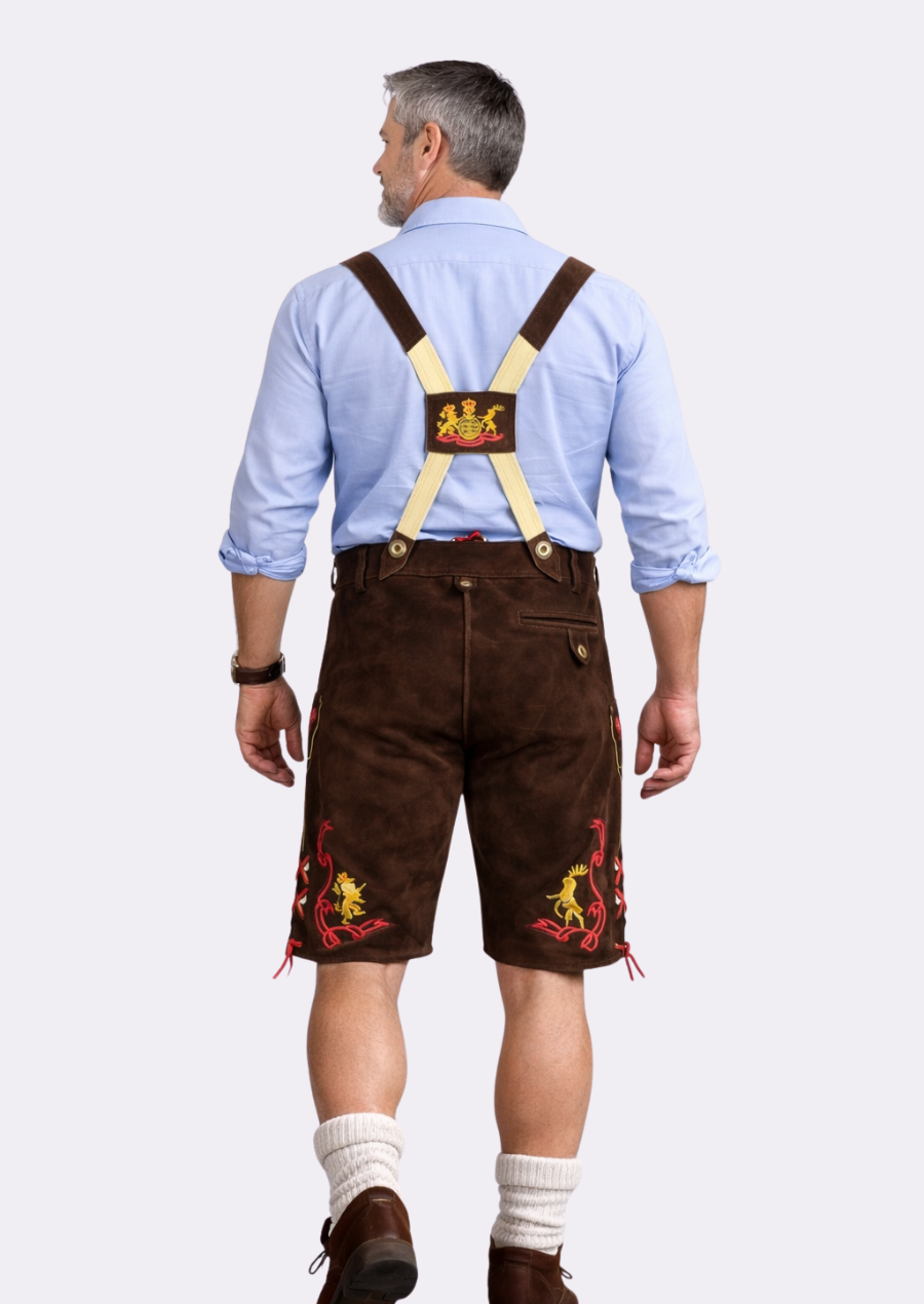 Traditional Men's Bavarian Lederhosen Outfit for Oktoberfest and German Cultural Festivals