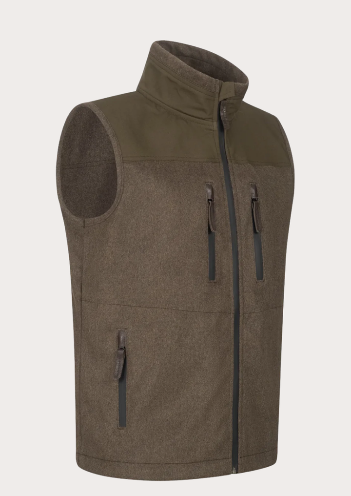 Elegant brown Merino wool waistcoat featuring timeless craftsmanship and heritage-inspired details