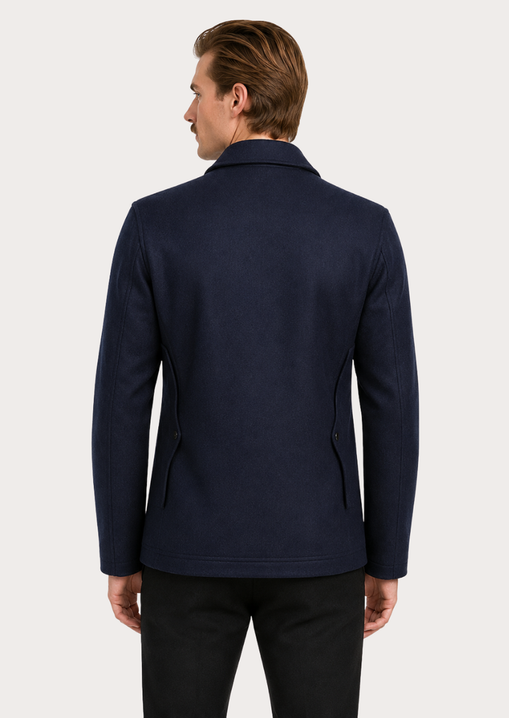 Traditional Austrian-style navy wool field jacket for outdoor and casual wear