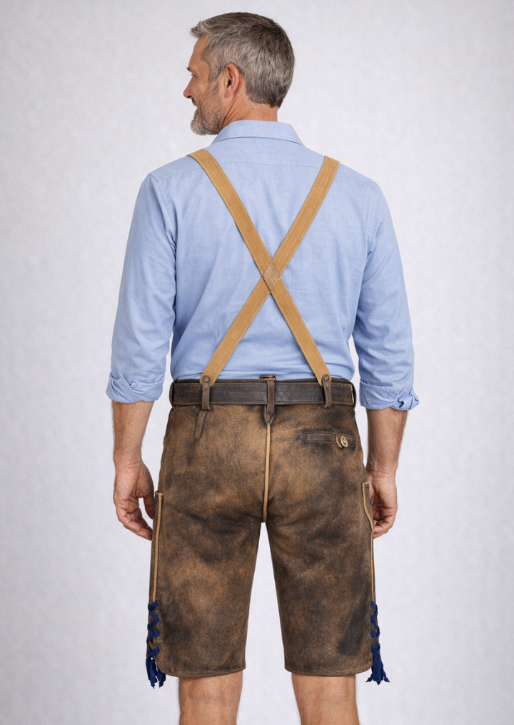 Traditional Stylish Men's Suede Lederhosen Outfit for Weddings and Bavarian Events