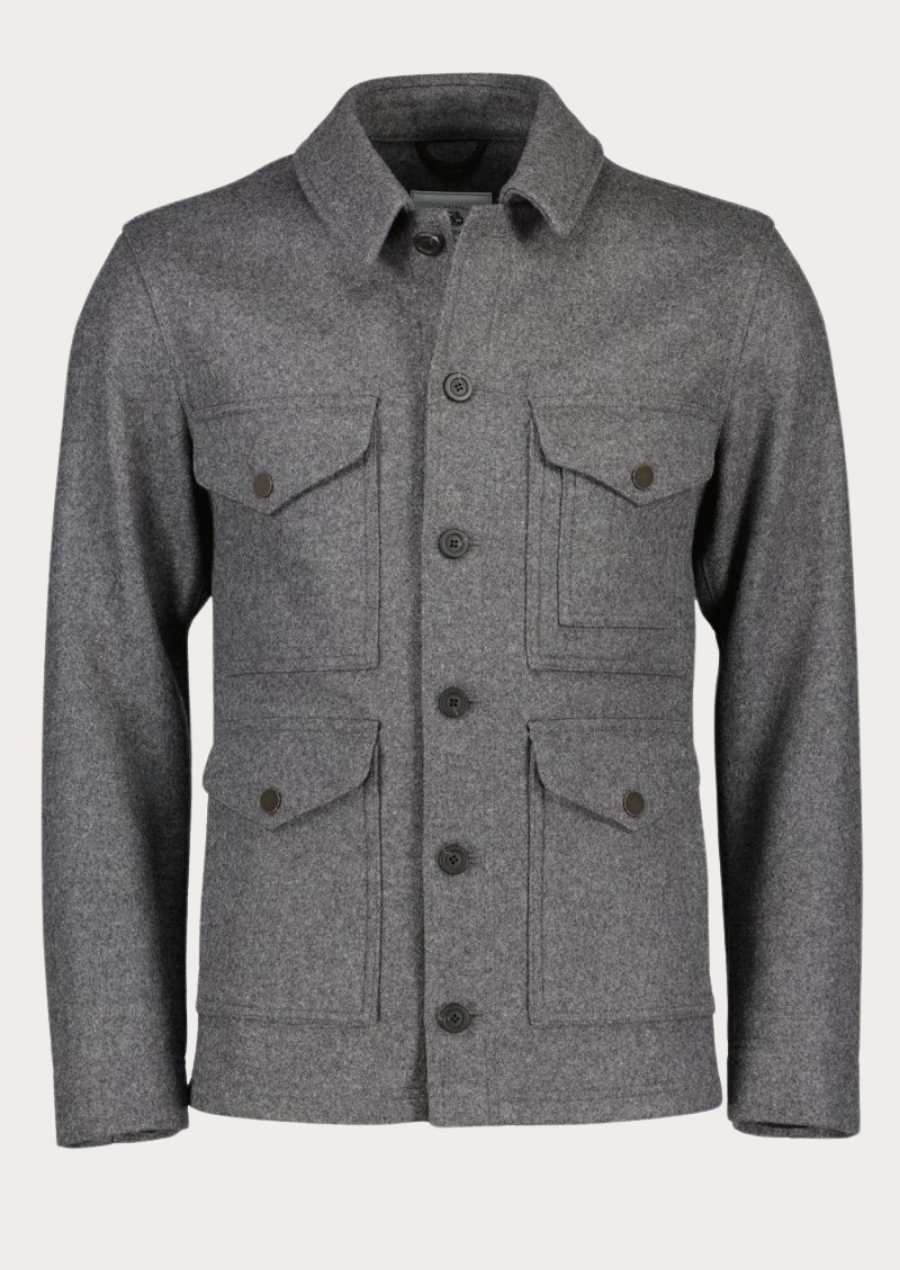 Traditional Tyroler grey wool hunting coat with classic Alpine heritage styling