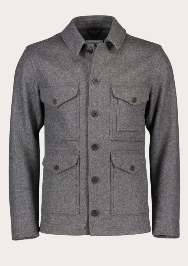 Traditional Tyroler grey wool hunting coat with classic Alpine heritage styling