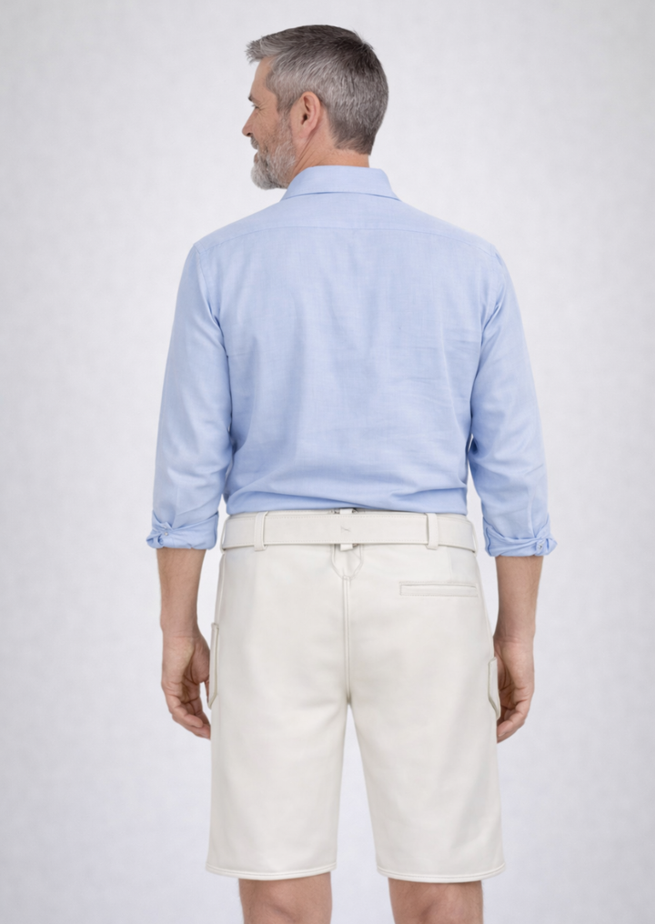 Traditional White Lederhosen with Floral Embroidery for Bavarian Festivals