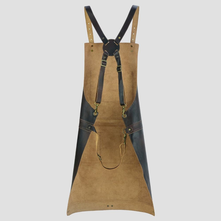 This premium full-grain leather apron offers durability and style for cooking, BBQ, or blacksmithing. With split-leg design, 2 pockets, and a tool holder, it’s made for professionals.