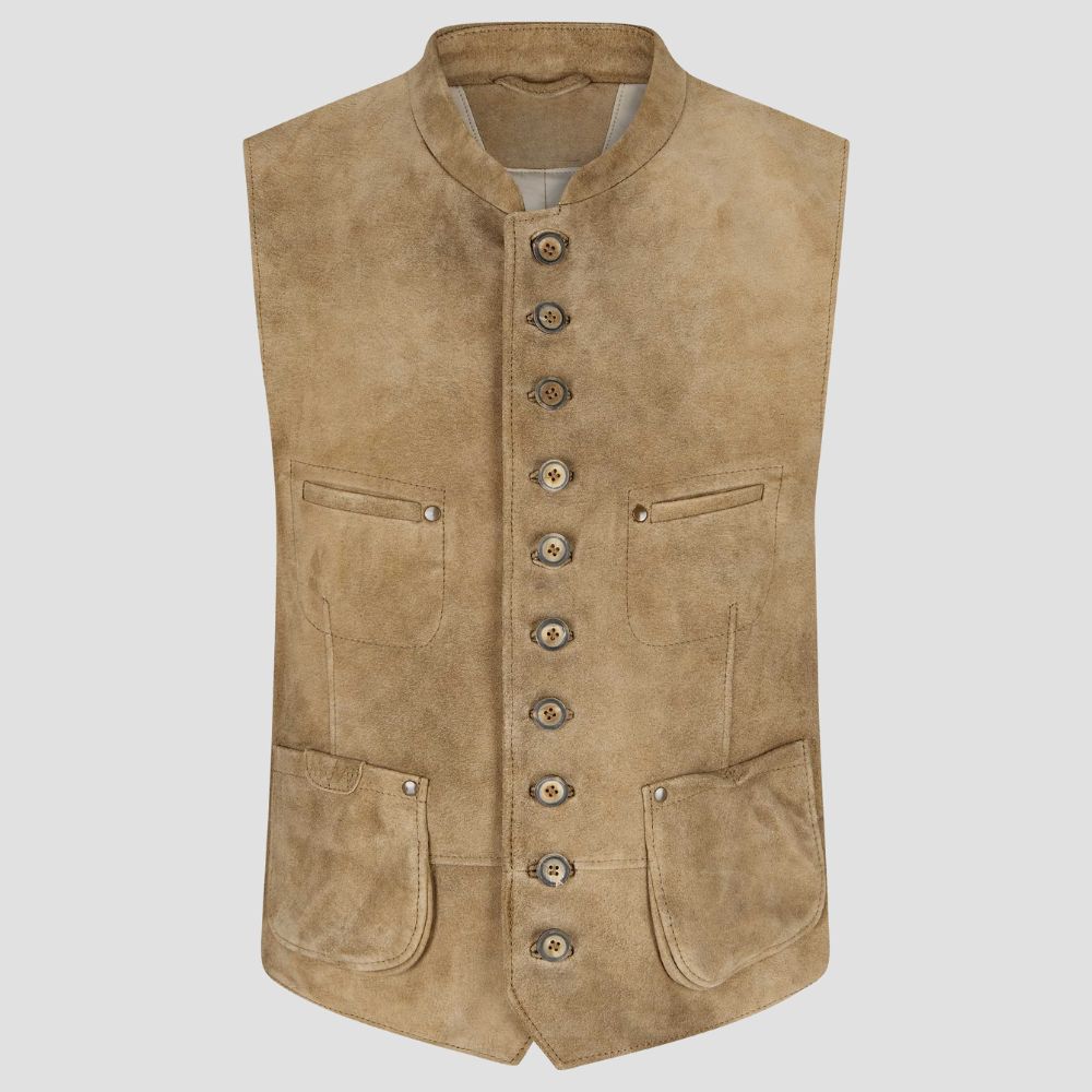 This trendy men’s leather vest is the perfect addition to your Oktoberfest or cultural event wardrobe, combining style and tradition.