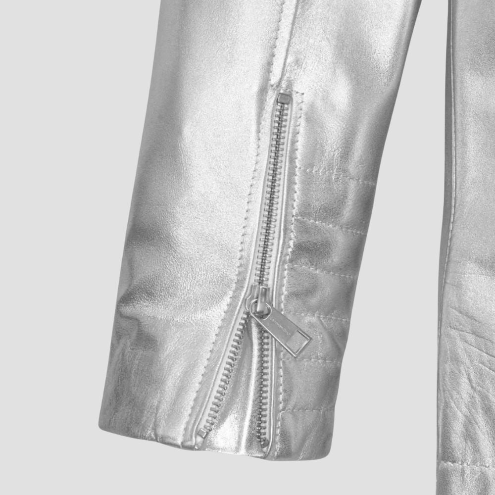 Get a high-fashion metallic leather jacket at an affordable price, designed for men with an eye for bold and unique styles.