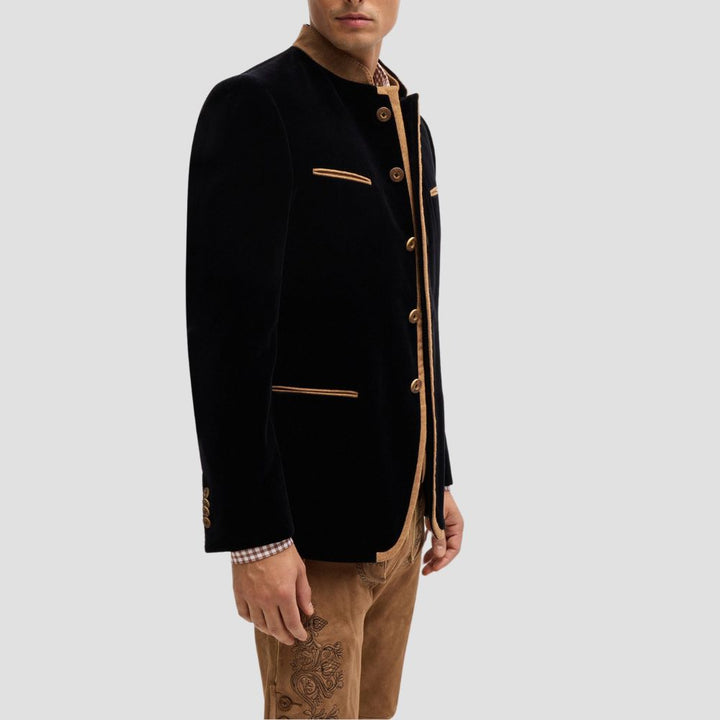 Stylish Men’s Black Velvet Trachten Jacket for Oktoberfest